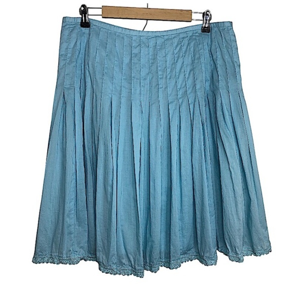 Gianni Bini Style G84XE305 Cotton Light Blue Pleated  Lined Skirt L